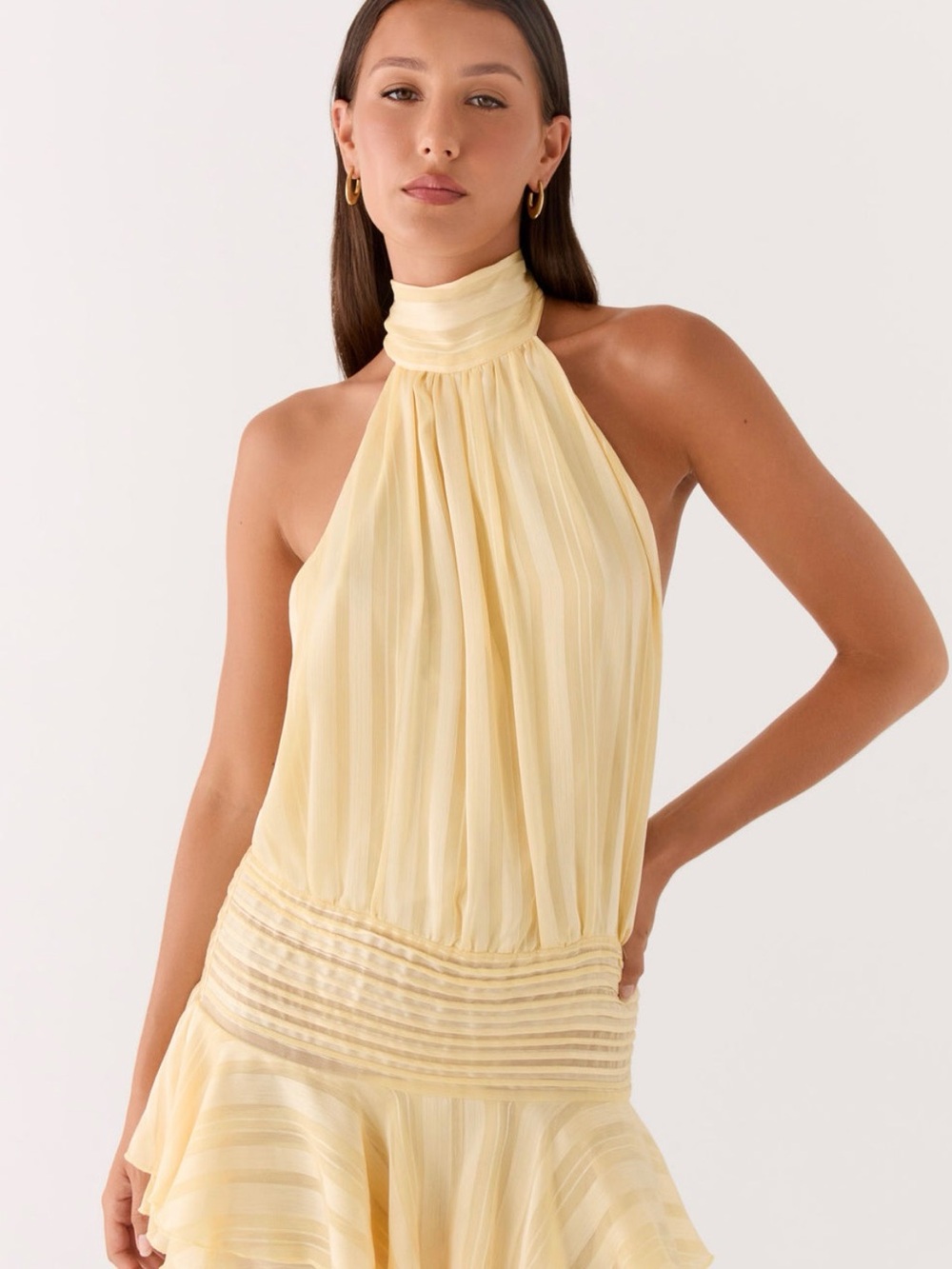 Peppermayo Willow Chiffon Yellow Mini Dress